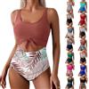 uxxnjfg Costume Donna Intero Contenitivo Costume Donna Bagno a Fascia Vestiti Coordinati Estivi Sexy Abbigliamento Curvy Vita Alta Mare Marrone L