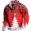 VPQILH Felpa Natale Uomo, Maglione Natalizio Uomo Albero Natale Renne Motivo Felpe Natalizie, Sweatshirt con Bottoni Maglia di Tuta Pile Fodera Caldo Xmas Pullover Ugly Christmas Sweater Casual Larghe