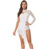 YiZYiF Donna Vestito da Balletto Abito da Danza Moderna Vestito da Latino Tango Salsa Rumba Samba Monospalla Body Ginnastica Ballerina per Saggio Dancewear Bianco D M