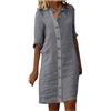 Vhersily 2025 Abiti da Donna in Camicia di Cotone e Lino abbottonati, Vestiti Donna Estivi Eleganti, Abiti da Maglietta con Tasche per Donna Abito Casual Taglie Forti