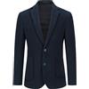 Allthemen Blazer da Uomo Monopetto a Quadri con Due Bottoni Blazer da Abito di Lana Slim Fit Casual da Lavoro #001 Blu Navy L