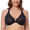 MELENECA Reggiseno da Donna Non Foderato in Pizzo con Ferretto e Chiusura Frontale Schwarz 4D