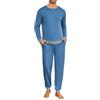 Leversic Pigiama Uomo Invernale Cotone Pigiami Due Pezzi con Scollo Rotondo, Maniche Lunghe, Top e Pantaloni con Tasches Morbido e Confortevole S-4XL