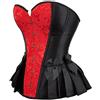 Hengzhifeng Corsetto Burlesque Donna Gotico Bustino Corsetti Cosplay Halloween (EUR 32-34,Rosso)