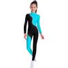 MSemis Body Ginnastica Artistica Bambina Manica Lunga Balletto Leotards Tuta Intera da Pattinaggio Artistico Body Danza Classica Jumpsuit da Allenamento Dancewear Azzurro 7-8 anni