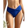 SHEKINI Fondo Bikini per Donna Triangolo Classico Ruched Bikini Nuoto Tronchi Culotte Slip Costumi da Bagno Pantaloncini da Spiaggia (XXL, Blu Reale)