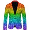 RUMAOZIA Giacca da uomo Smoking con paillettes e glitter, Sakko in oro, Blazer classico slim fit, brillante, giacca da sposa con scollo a V, elegante giacca da festa con 1 chiusura a bottone, giacca