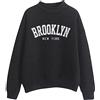 Generic Brooklyb New York Plus Size Felpe da donna tinta unita vestibilità ampia manica lunga top senza cappuccio girocollo Brooklyn New York maglioni comfort Y2K morbido Workou moda tinta unita grafica