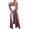 Hibasing Maxi Cardigan spolverino da Donna in Velluto Tinta Unita Trench Coat Anteriore Aperto