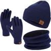 Bequemer Laden Invernali Cappello Sciarpa e Guanti Touch Screen, Berretto in Maglia Scaldacollo e Guanti con Fodera in Pile per Uomo Donna