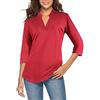 CEASIKERY - Camicetta da Donna con Maniche a 3/4, Scollo a V, Casual