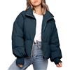 Generico Giubbotto Donna Invernale Piumino Giacca Trapuntata Autunnale Mezza Stagione Giubbino Oversize Bomber Jacket Corto Capispalla Colletto Rialzato Con Tasche Caldo e Rilassato Abbigliamento, Blu S