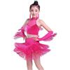 Generico Vestito Latino Americano Bambina Vestiti da Ballo Abito Latino Americano Bambina Abiti da Sala Tango Rumba Samba con Frange Ragazze Carnevale Costume di Danza per 3-12 Anni
