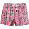 maamgic Costume Bambino a Rapida Asciugatura con Fodera in Rete, Costume da Bagno con Tasche e Coulisse Regolabile, da 2-16 Anni, Spiaggia e Piscina, Rosa con Ananas, 2 Anni
