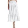BEAUTELICATE Sottogonna Donna Cotone Lunga sotto Gonna Sottoveste Mezza Gonna con Bordo in Pizzo Vita Elastica (Anglaise Lace - Avorio - 80cm, L)