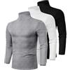 Ficerd Confezione da 3 Magliette a Collo Alto da Uomo, Maglioni in Cotone a Maniche Lunghe a Collo Alto Lavorate a Maglia(L,Nero, Bianco, Grigio)