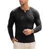 Muscle Cmdr Manica Lunga da Uomo Scollo a V Magliette Intime Slim Fit Stretch Casuale T-Shirt Uomo （Nero L）