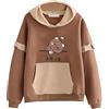 L SERVER Felpa con Cappuccio da Ragazza per Bambini con Stampa Cartoni Animati Primavera e Autunno Casual per Sport, Marrone - Carino, 146