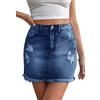 JayscreateEU Gonna estiva da donna, in jeans, con tasca, con orlo tascabile, con frange, colore nero, S