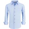 ALEX VANDO Mens Button Down Shirts Wrinkle Free 4-Way Stretch Print Business Casual Shirt,Blueplaid,S