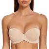 MELENECA Donna Push Up Reggiseno Senza Spalline Invisibile con Ferretto Beige 2B