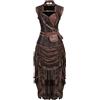 Hengzhifeng Bustino Corsetto con Gonna Costumi Halloween Corsetti Donna Steampunk (EUR 34-36,Marrone)