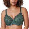 DELIMIRA Donna Reggiseno con Ferretto Taglie Forti Pizzo Senza Imbottito Sostegno Mezzanotte Smeraldo 3C