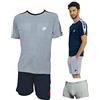 Lotto Completo Uomo Sportivo, T-Shirt + Pantaloncino + Boxer, Completo Uomo Estivo in Cotone, Pigiama Uomo Corto Estivo, Homewear. (1087 Grigio + Boxer, M)