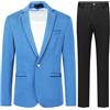 Allthemen Abito da Uomo 2 Pezzi Completo da Uomo Slim Fit Abito da Sposa con Un Bottone Elegante Blu (Nero Pantaloni) XXL