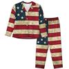 GaxfjRu Set pigiama con bandiera americana a maniche lunghe da donna button down indumenti da notte morbido pigiama loungewear con tasche, Nero , M