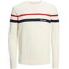 Jack & Jones Jjemil Maglia a Righe Girocollo Maglione Lavorato, Cloud Dancer, M Uomo