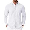 COOFANDY Camicia Uomo Maniche Lunghe Oxford Regular Fit Camicia Business in Cotone Casual Senza Stiratura con Tasca Bianco M