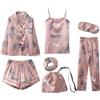 Jamron Ragazze Bambine 7PCS Raso Set Pigiama Primavera Estate Top & Pantaloni Indumenti da Notte SN07655-2 Gru Rosa 160CM