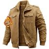 Niwicee Giacca Invernale da Uomo Jacket di Transizione Calda con Interno in Pile Giacca Casual Cerniera Cappotto in Cotone con Tasche Fleece Multiple Giubbotto Giacca da Volo Elegante (Cachi,XXL)