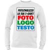 Incidiamo Maglietta Manica Lunga Bianca T-Shirt Maniche Lunghe Uomo Personalizzata con Stampa Logo, Foto, Scritta Personalizzabile Taglia XXL