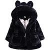 DAIHAN Bambini Ragazze Giacca Pelliccia Faux Cappotto Di Inverno Capispalla Giubbotto Cappotti Nero 110CM