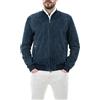 Borghese - Pelletteria Artigianale Pelletterie Borghese | Giacca Camoscio Renna Uomo Blu | Bomber in Pelle Scamosciata | Vera Pelle | Giacca in Pelle | Primavera | Giubbotto | Giubbino | Made in Italy | A101BSB (50, Blu)