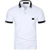 KUNJLELP Polo da Uomo con Tasca T Shirt Manica Corta M-3XL Chic Colletto a Quadri Maglietta Uniformi,B-Bianco,XXL