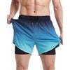 maamgic Uomo Pantaloncini da Surf 2-in-1 con Compressione | 5 5' Pollici Interni Asciugatura Rapida Costume da Bagno Corti con Tasche Interna 07 Colore Gradiente Blu Ghiaccio S