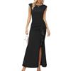 JYIXXZX Vestito Donna Sexy Maxi Elegante Senza Maniche Lungo Vestito con Spacco a Sirena Vestiti da Cerimonia Slim Vita Alta Abito da Sera Maxiabito Bodycon per Festa Banchetto Cocktail