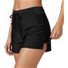 WUDEUI Pantaloni da bagno da donna, a vita alta, a 4 strati, a prova di perdite, slip integrati e coulisse, pantaloncini da bagno mestruali per ragazze adolescenti