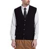 Kallspin Maglione Cardigan da Uomo con Scollo a V e Lavorazione a Cavo con Bottoni in Misto Lana（Nero，M）