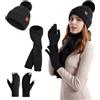 TAGVO Cappello Scaldacollo Guanti Donna Invernale Set, Berretto Beanie Set di Guanti Sciarpa Cappello, Set Cappello in Maglia a Fodera di Lana 3 Pezzi per Donna Ideale per l'uso all'aperto