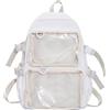 Qusinfc Borsa a tracolla per studenti universitari tasche trasparenti zaino in nylon grande capacità itabag anime pin display borsa scuola per adolescenti elegante zaino campus, bianco