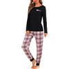 Leversic Pigiama Donna Invernale Cotone Pigiami a Maniche Lunghe Set Pigiama Morbido e Confortevole 1077-Nero-1 S