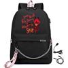 LKY STAR Anime Hazbin Hotel Zaino con Caricatore USB Presa per Le Cuffie Zaini per PC Portatili,Ragazze Ragazzi Grande capacità Backpack per Adolescente