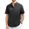 Enlision Camicia Lino Uomo Manica Corta Camicie Estive Uomo Collo Coreana Elegante Casual Spiaggia Ampia Maglietta Lino con Bottoni Henley Shirt