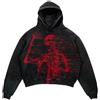BaeKnyin Felpa da Uomo Y2K Vintage Felpa con Cappuccio con Stampa Scheletro di Halloween, Casual, Streetwear, per Ragazzi e Adulti M,Red-1