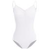 ZYXWVU Body Danza Classica Donna con Spalline Regolabili Body Ginnastica Artistica Donna, C20-Bianco,XL