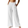 uxxnjfg Pantaloni Lino Donna Taglie Forti Pantaloni Donna Estivi Leggeri Lunghi Palazzo Vestiti Spiaggia Leggeri Gamba Larga Curvy Abbigliamento Largo Estivo Bianco S